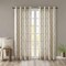 Madison Park Saratoga Basketweave Beige Ground Soft Grey Fretwork Print Window Curtain, 50x63, Silver Grommet Top